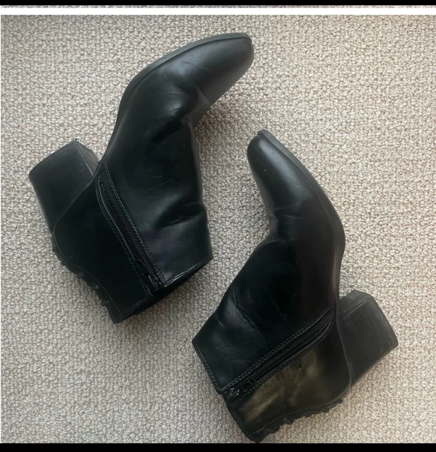 Aldo Size 6.5 Black Leather Ankle Boots with Lace-Up Detail image indicator(3)