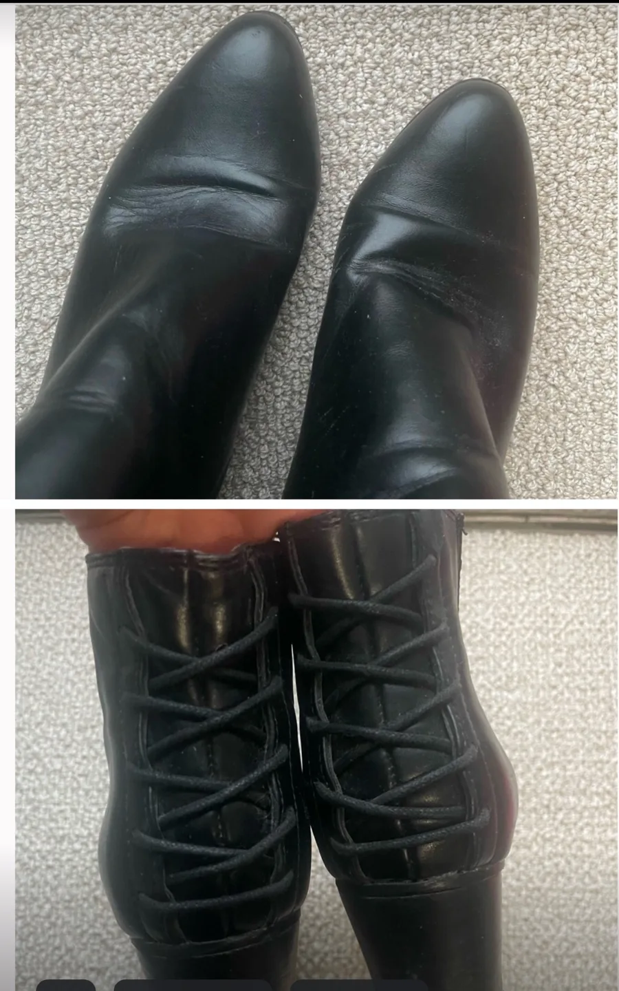 Aldo Size 6.5 Black Leather Ankle Boots with Lace-Up Detail image indicator(2)