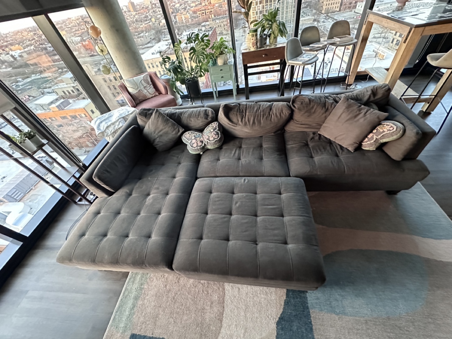 Gray Sectional Sofa with Chaise Lounge - photo 2