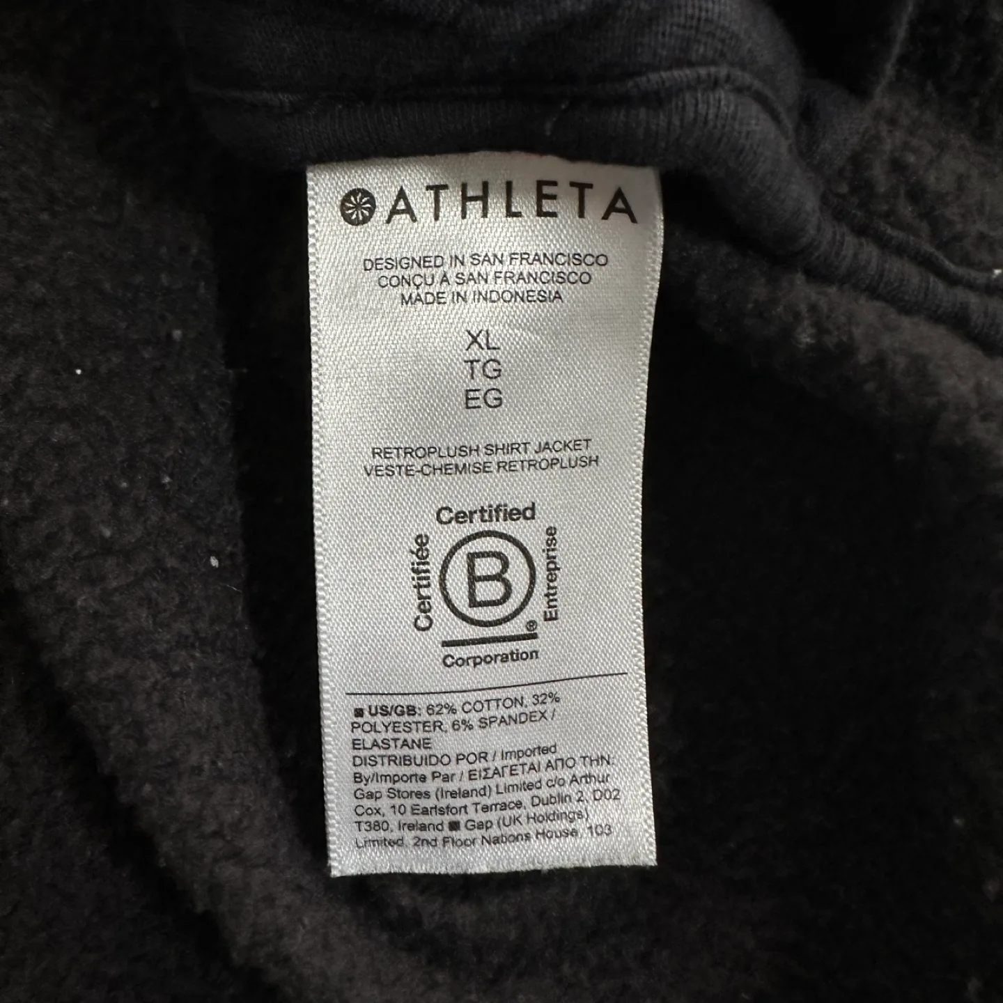 Athleta Black Retroplush Oversized Shirt Jacket Pockets Size XL image indicator(9)