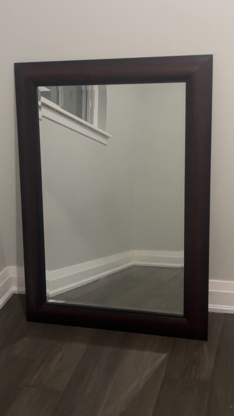 Large Dark Brown Framed Mirror