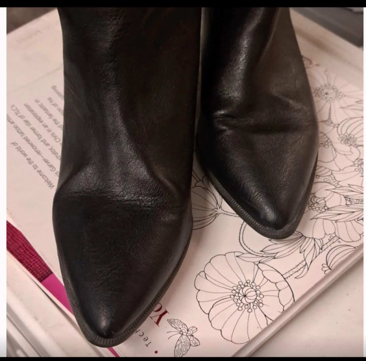 Size 6.5-7 Women's Black Leather Ankle Boots image indicator(2)