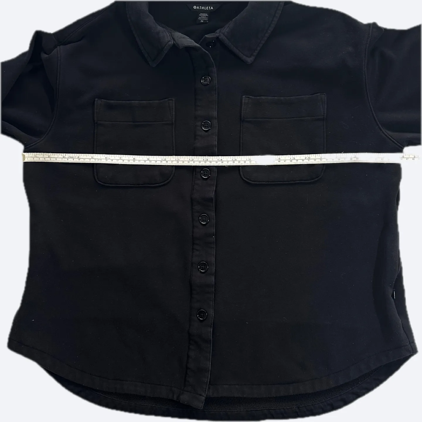 Athleta Black Retroplush Oversized Shirt Jacket Pockets Size XL image indicator(6)