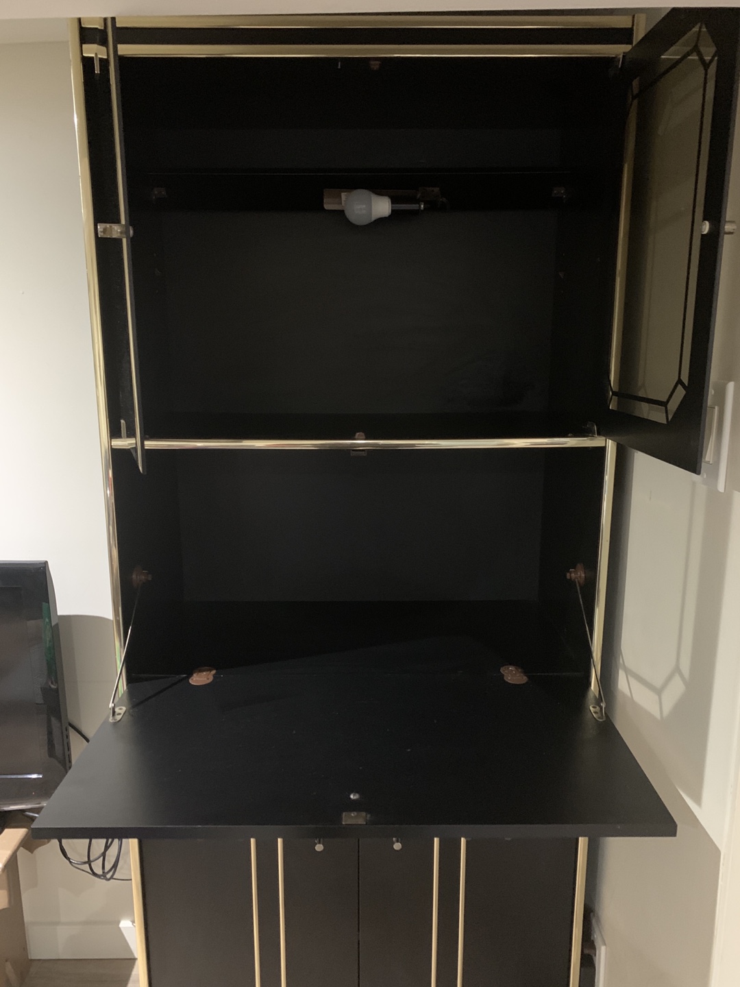 Vintage Black and Gold Bar Cabinet - photo 4
