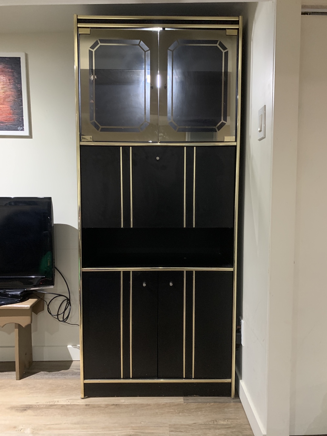 Vintage Black and Gold Bar Cabinet - photo 2