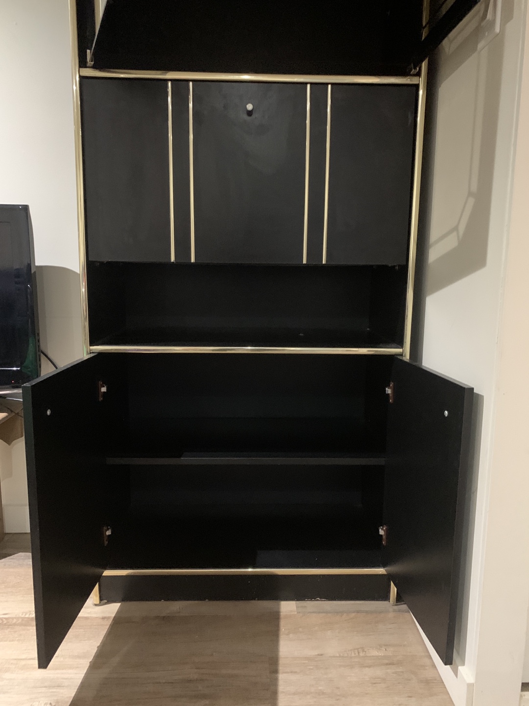 Vintage Black and Gold Bar Cabinet - photo 5