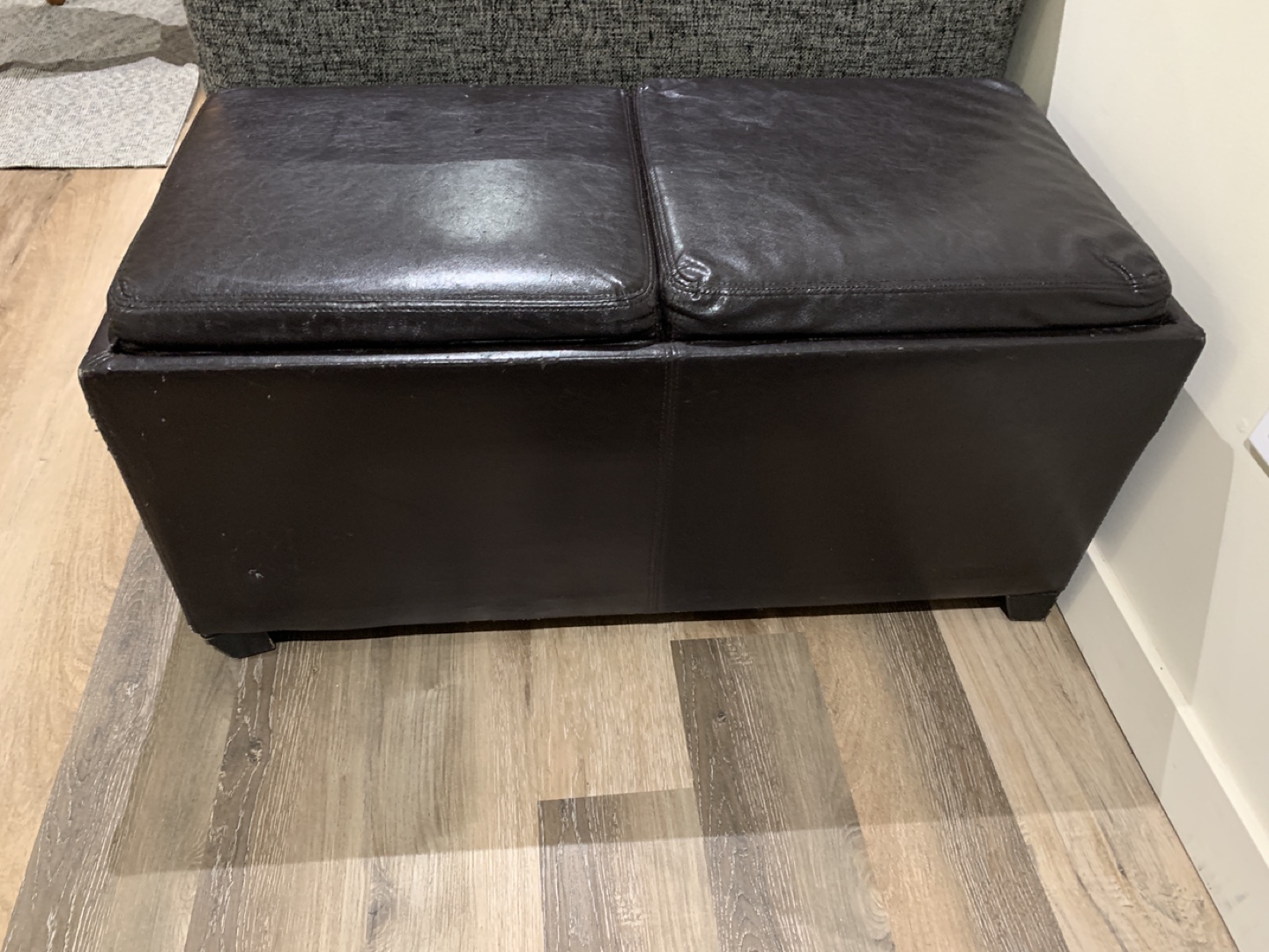 OBO - Brown Leather Storage Ottoman