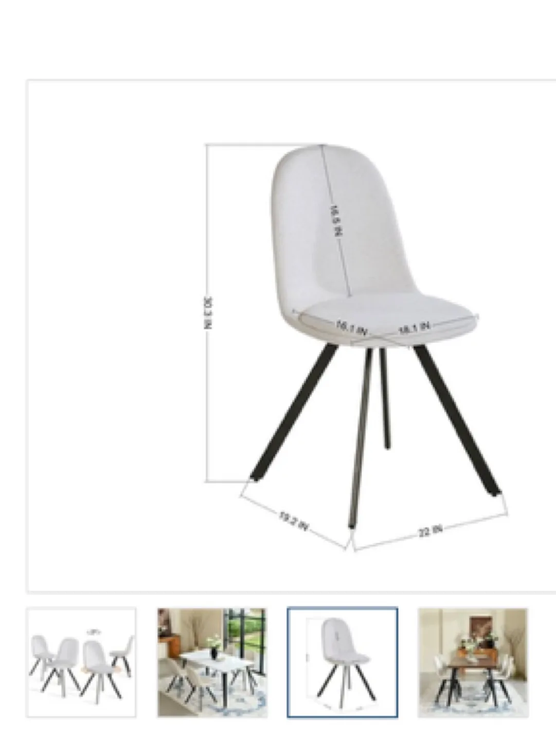 Set of 4 Modern Dining Chairs - Off-White Velvet image indicator(3)