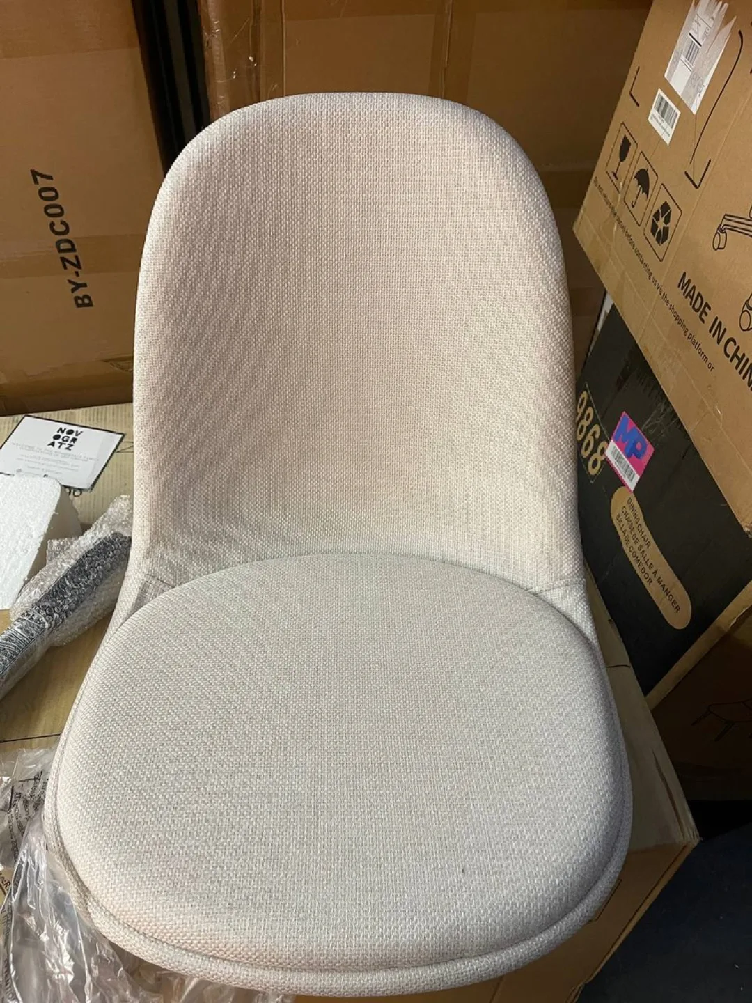 Set of 4 Modern Dining Chairs - Off-White Velvet image indicator(5)