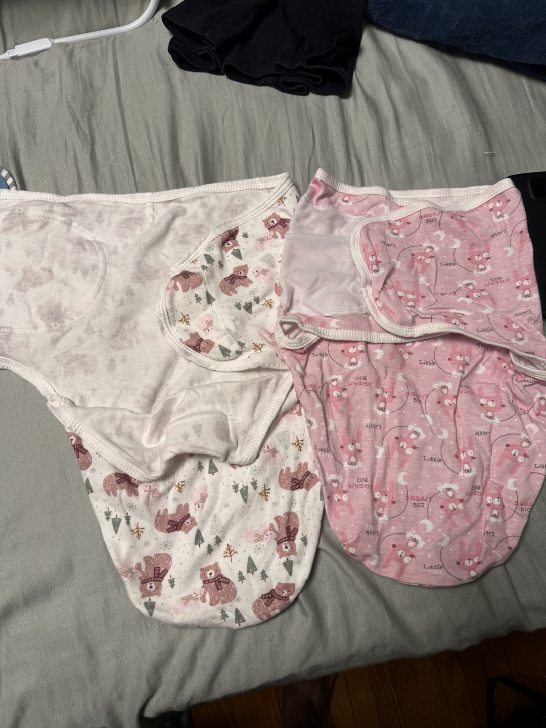 Two Baby Swaddles, Pink & White Bear Print - photo 2