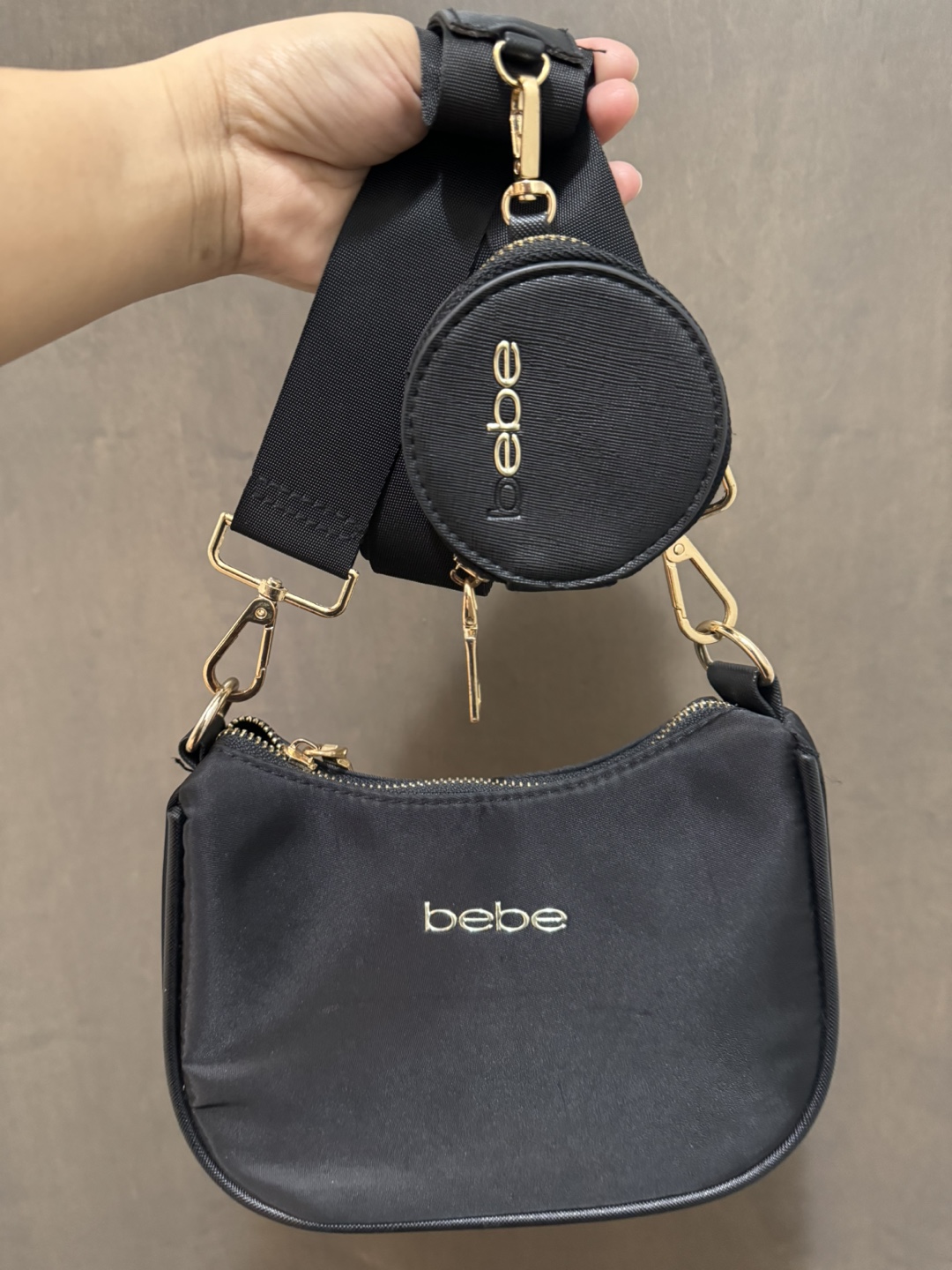 Bebe Black Crossbody Bag with Coin Purse