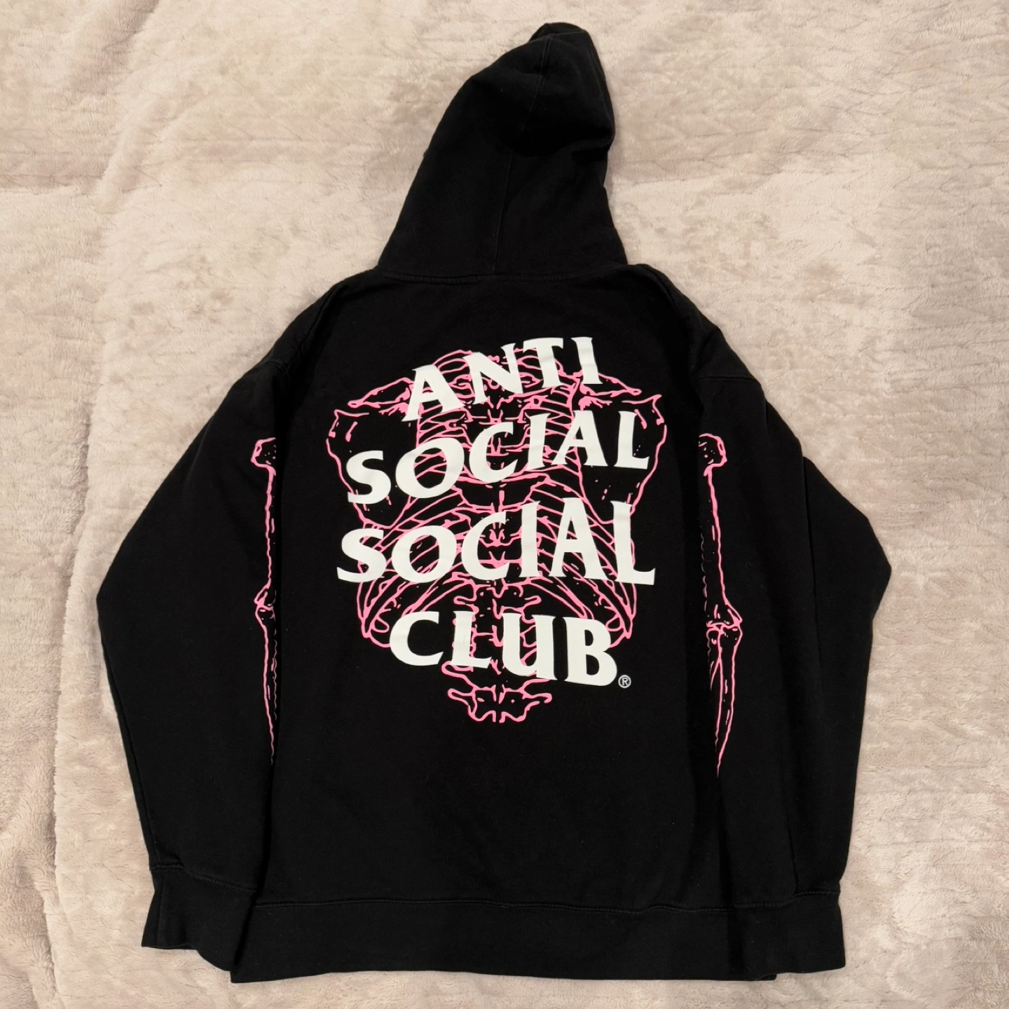 Anti Social Social Club Skeleton Hoodie Black Pink Large Karrot