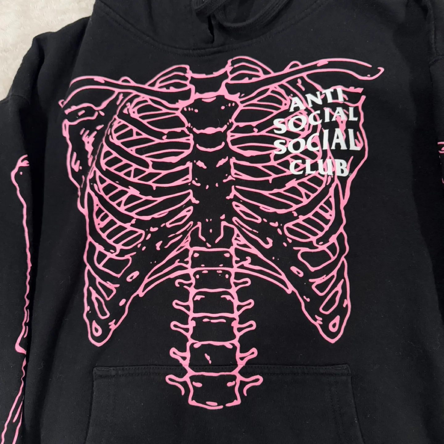 Anti Social Social Club Skeleton Hoodie Black Pink Large image indicator(3)