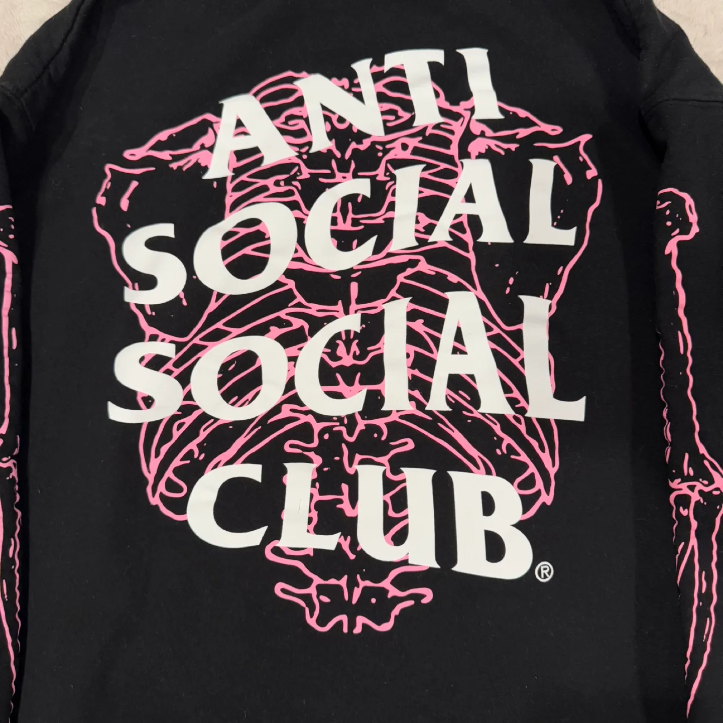 Anti Social Social Club Skeleton Hoodie Black Pink Large image indicator(4)