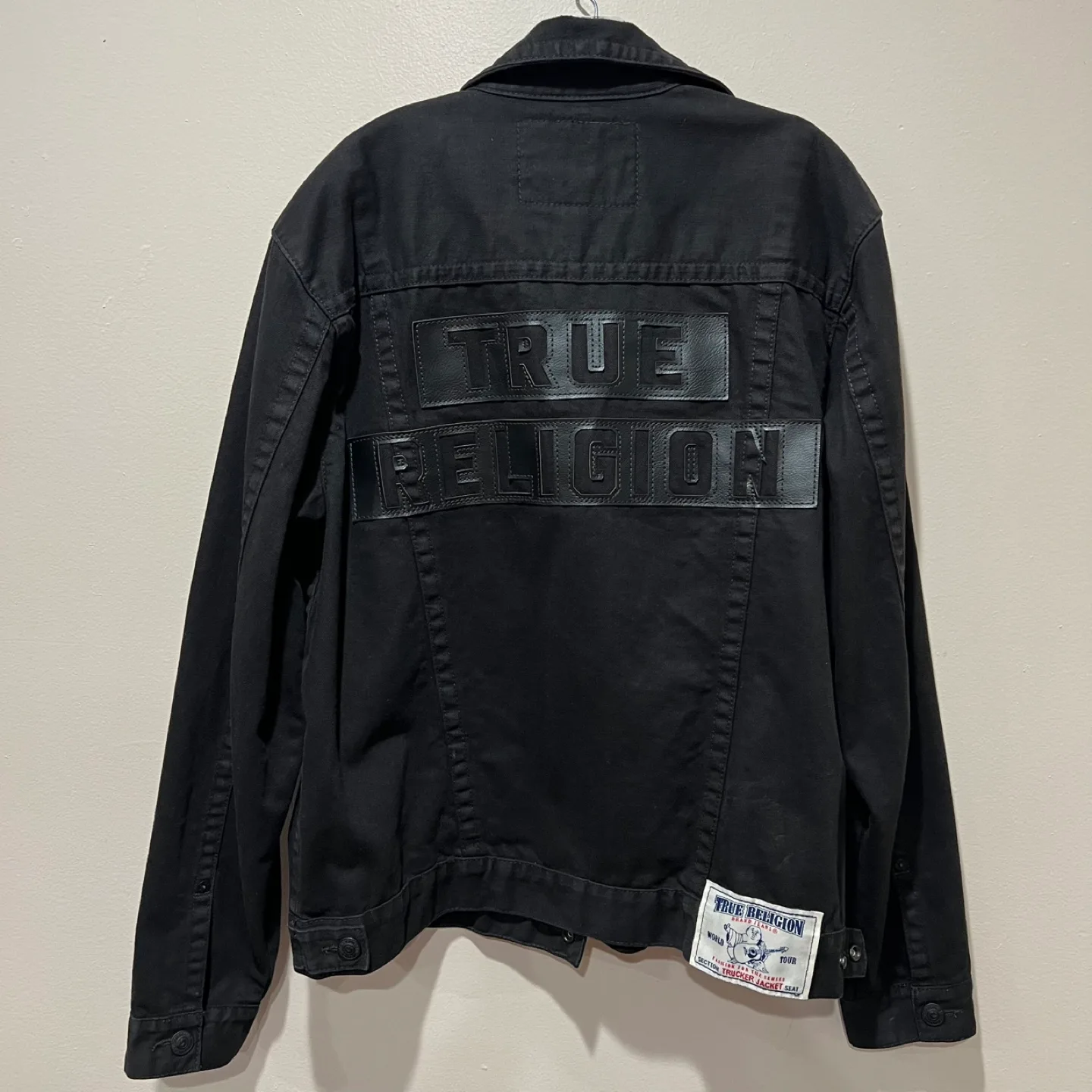 True Religion Mens XXL Denim Trucker Jacket Black image indicator(2)