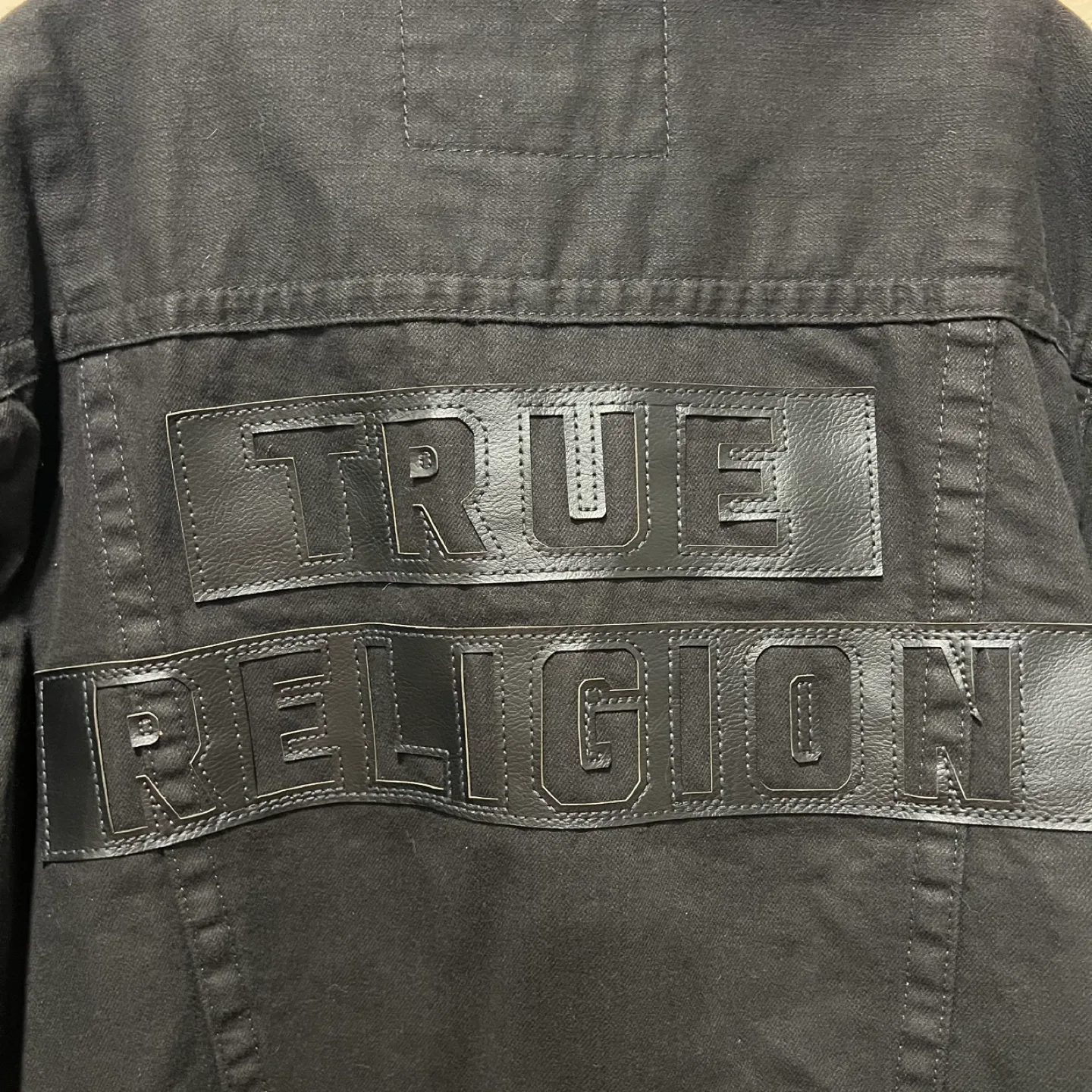 True Religion Mens XXL Denim Trucker Jacket Black image indicator(4)