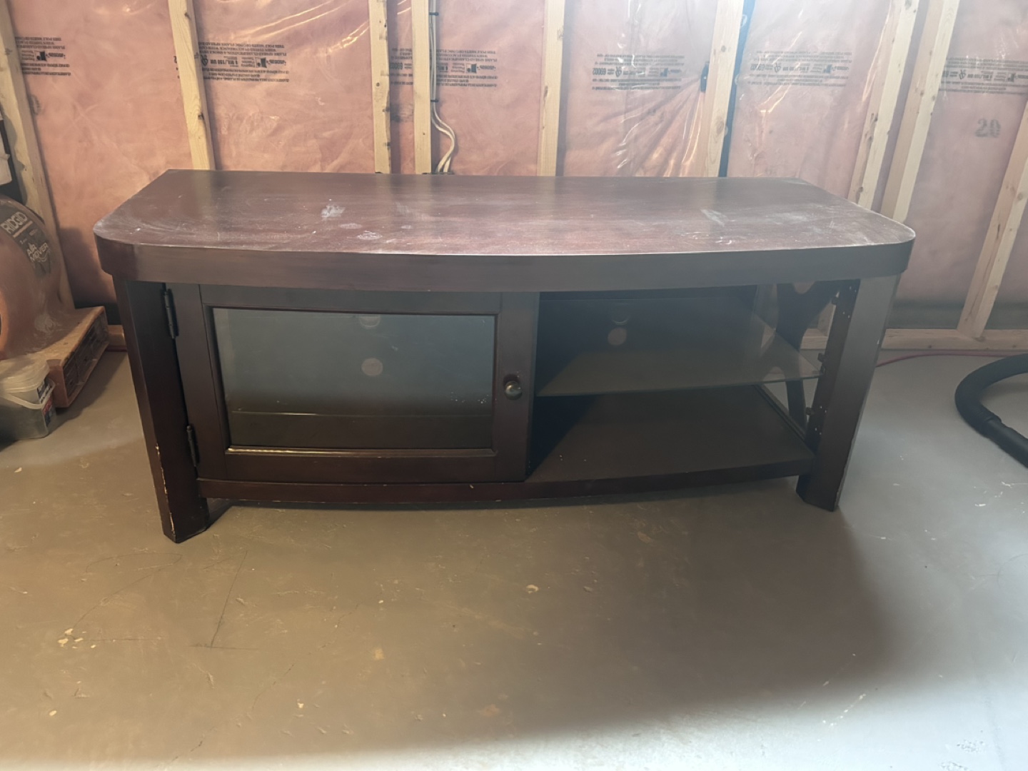 TV Stand with Glass Shelves