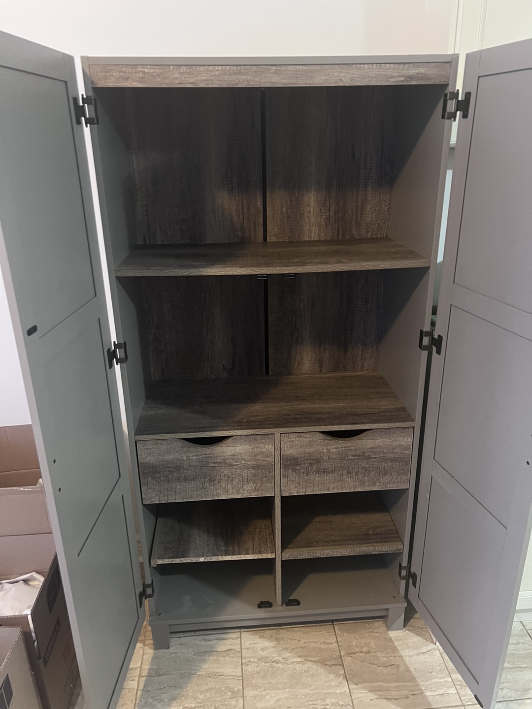 Grey Pantry Cabinet with Two Drawers - photo 3