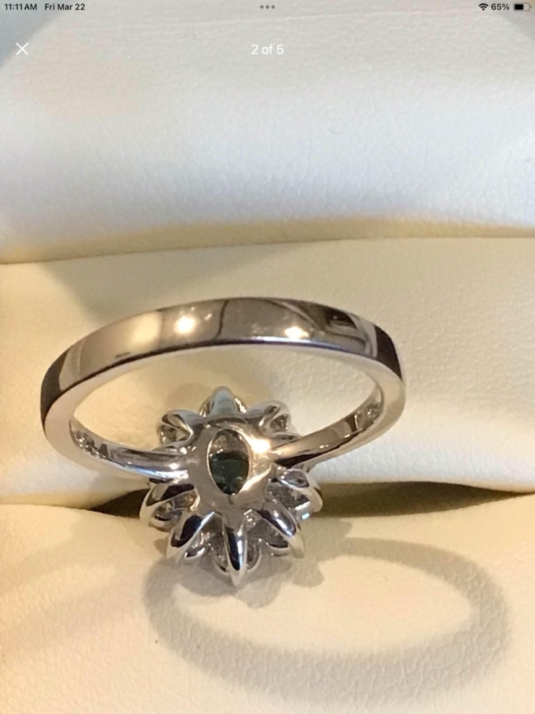 14k White Gold Ring with Blue Gemstone and Diamonds - photo 2