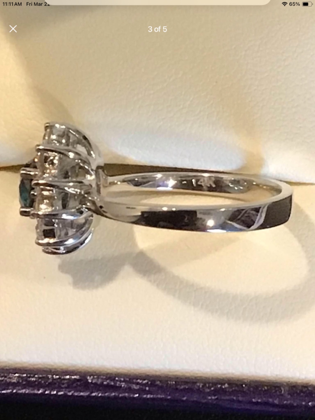 14k White Gold Ring with Blue Gemstone and Diamonds - photo 3