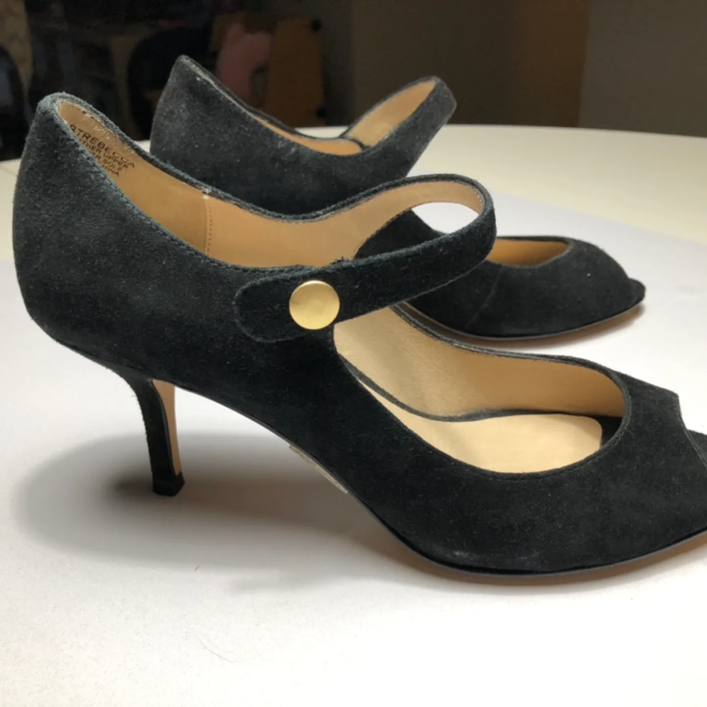 Boutique 9 Black Suede Peep-Toe Heels image indicator(3)