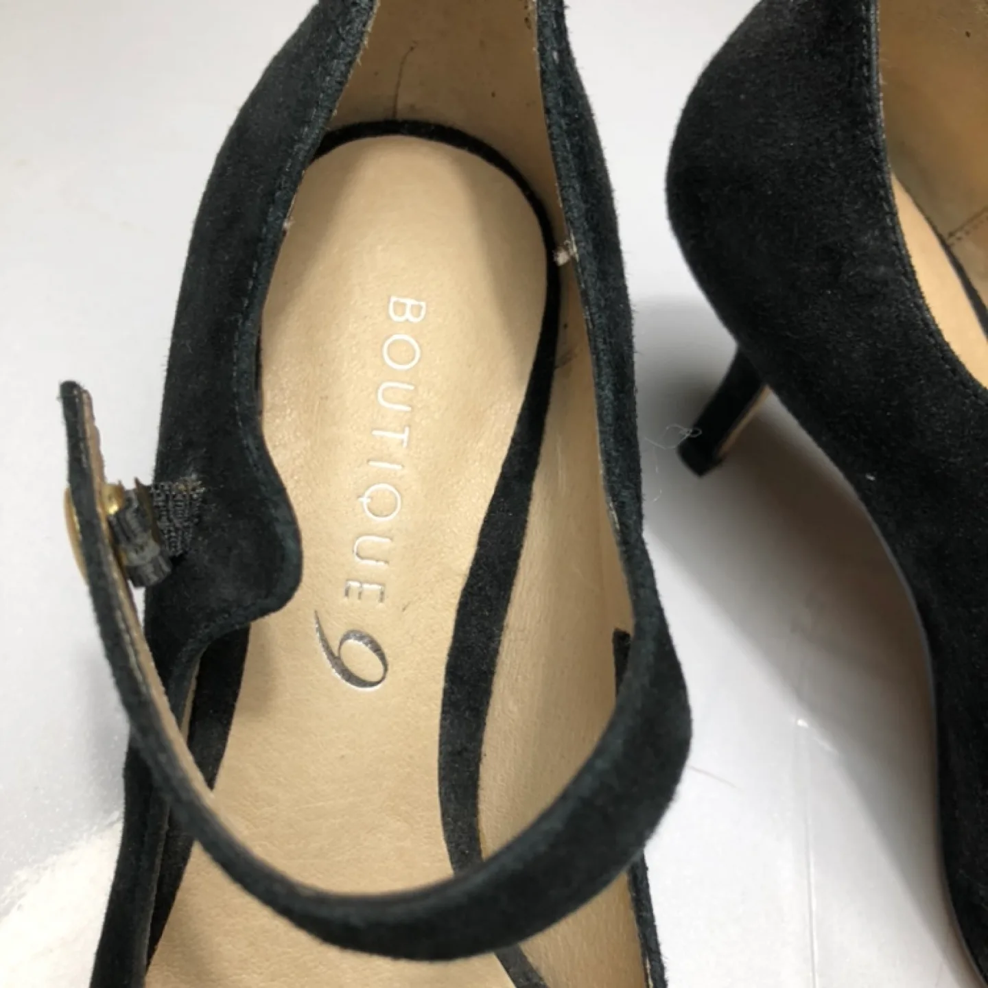 Boutique 9 Black Suede Peep-Toe Heels image indicator(2)