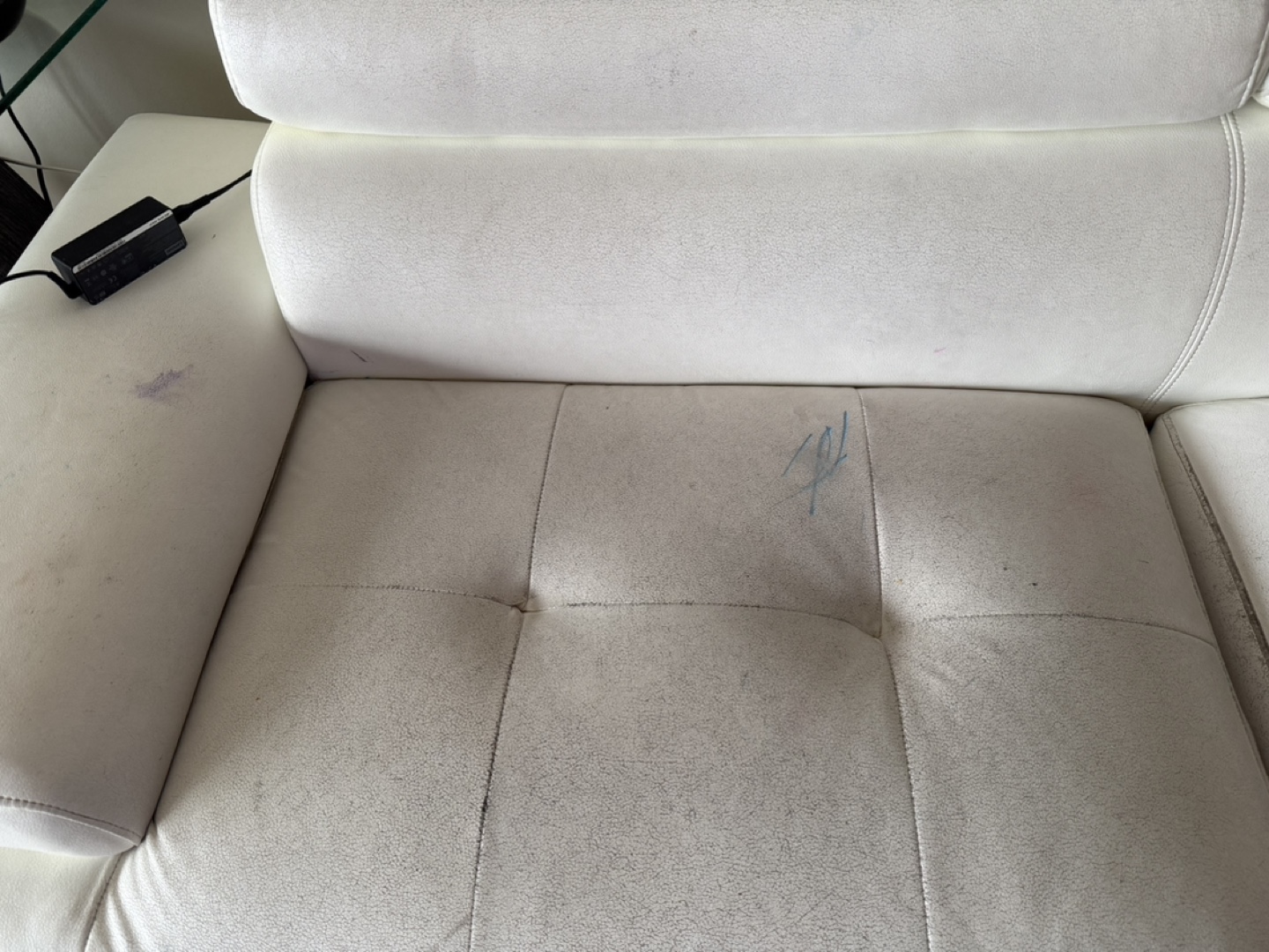 White Leather Sectional Sofa - photo 3