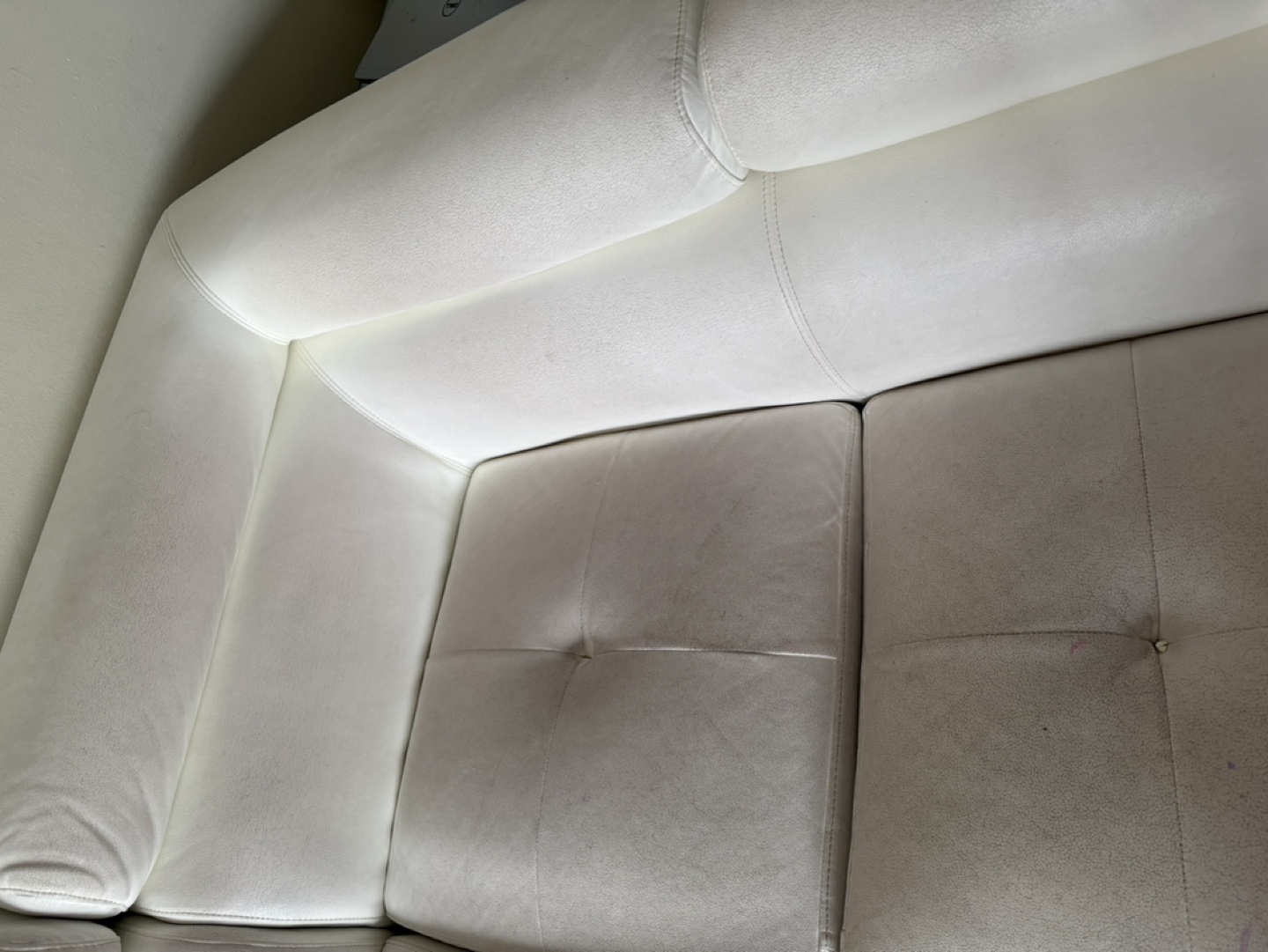 White Leather Sectional Sofa - photo 2