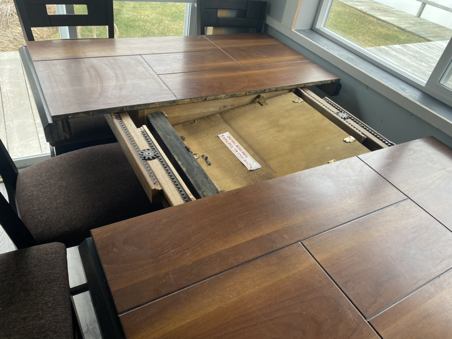 6 Piece Brown Pub Table Set with Leaf - photo 2