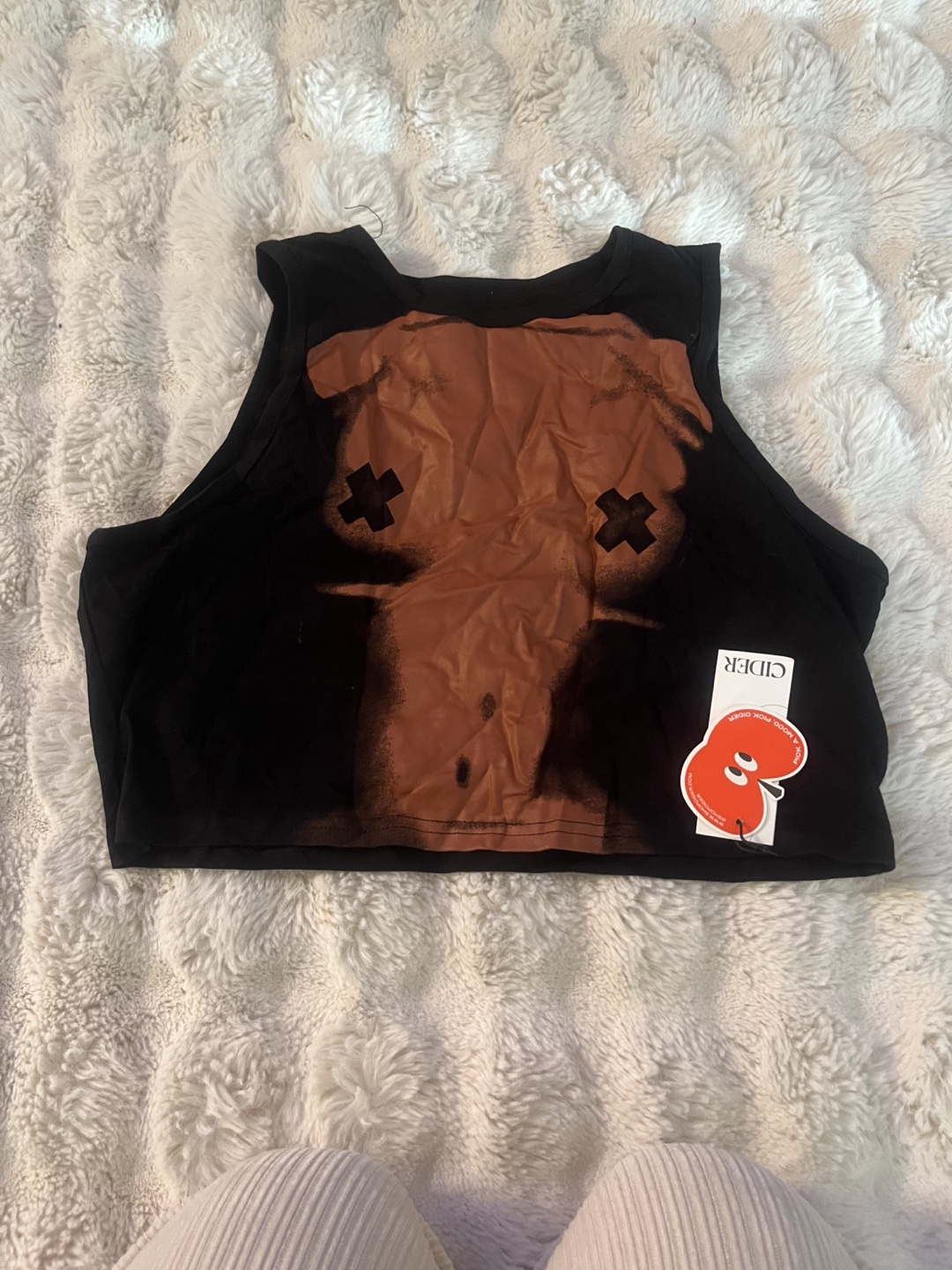 CIDER Jersey Graphic Cami Crop Top - Black - photo 3
