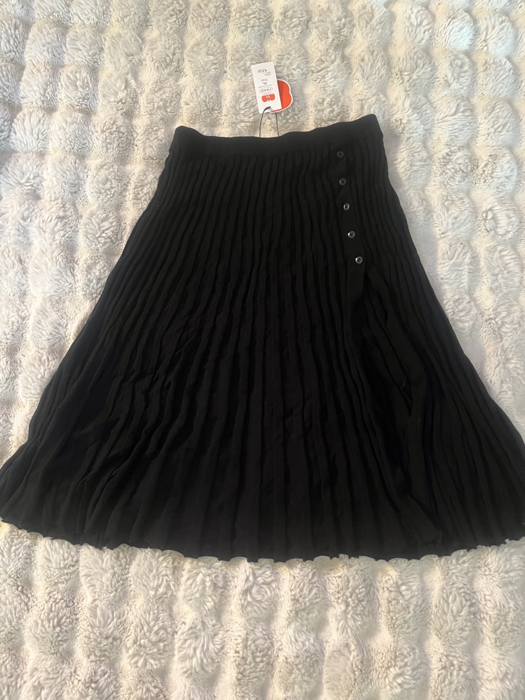 Cider Black Pleated Knit Midi Skirt - Size XL - photo 3
