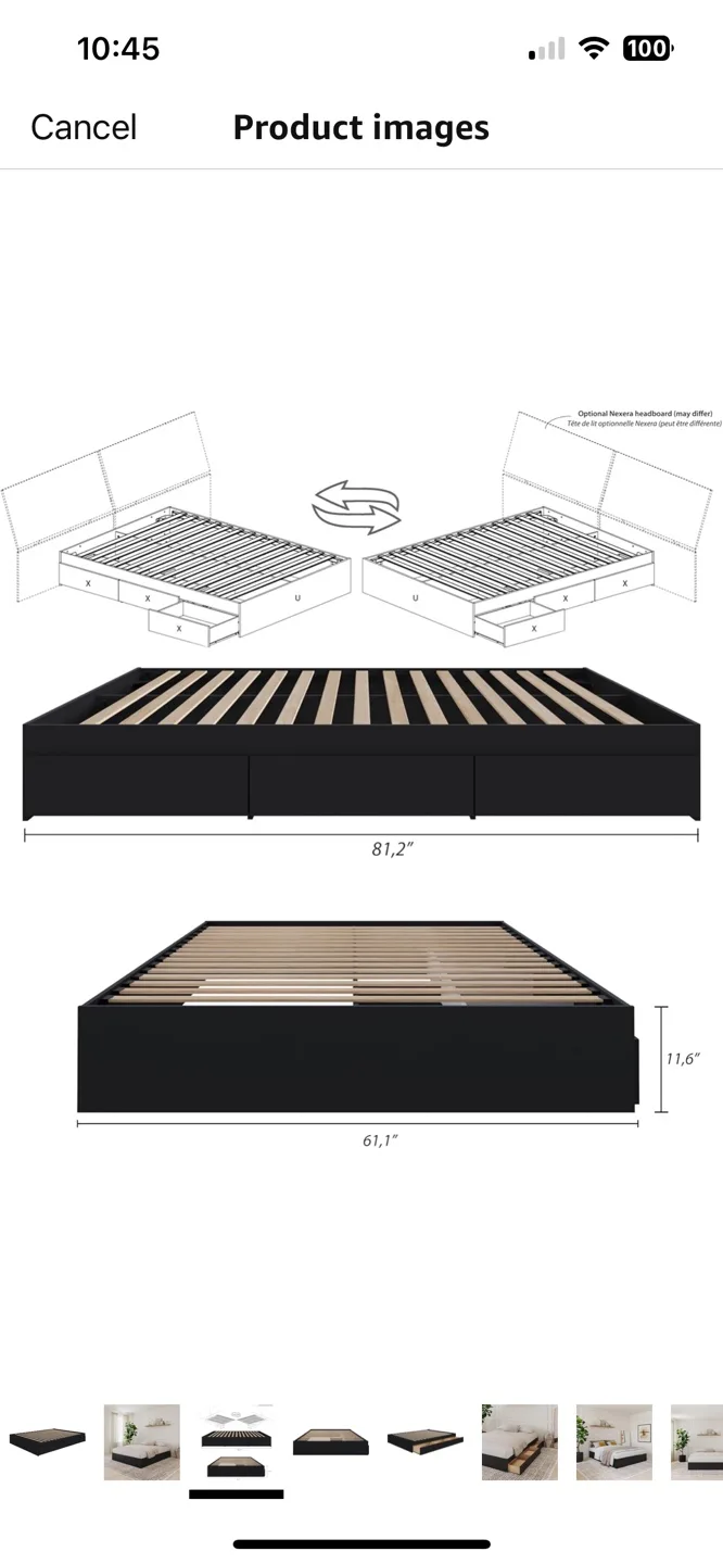 Queen Platform Bed Frame with Three Drawers - Black image indicator(3)