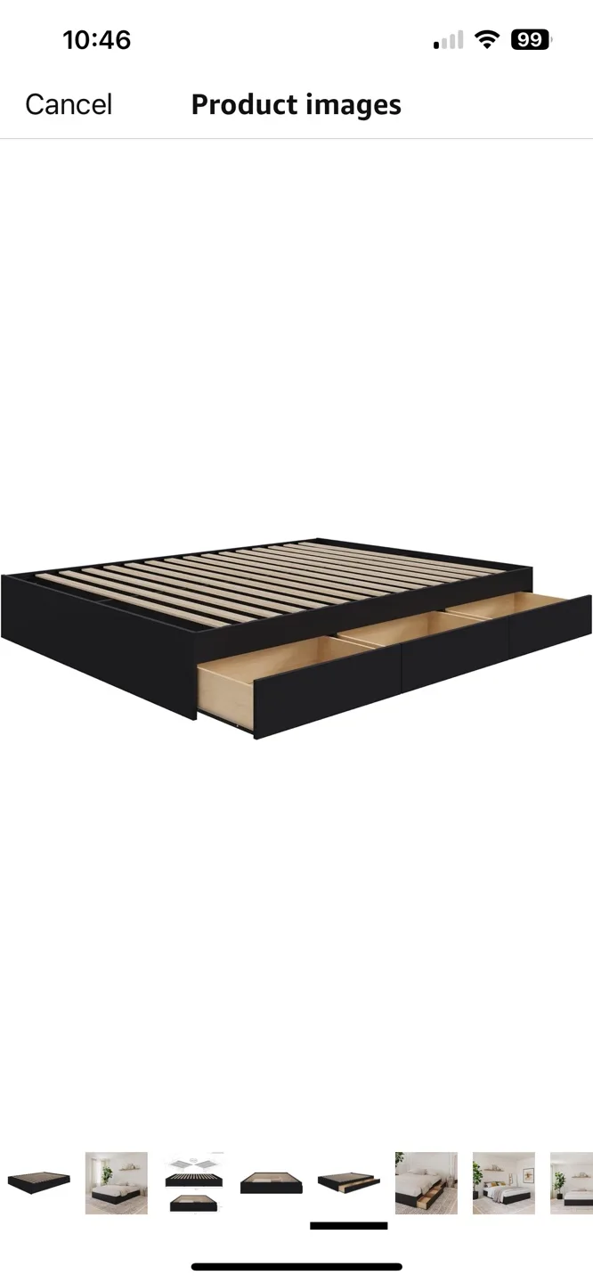 Queen Platform Bed Frame with Three Drawers - Black image indicator(2)