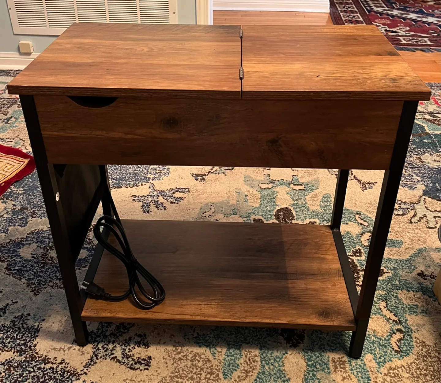 VASAGLE Rustic Brown Side Table with USB Ports and Power Outlets image indicator(2)