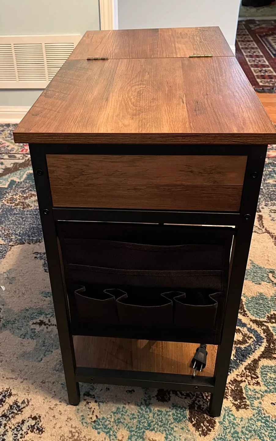 VASAGLE Rustic Brown Side Table with USB Ports and Power Outlets image indicator(4)