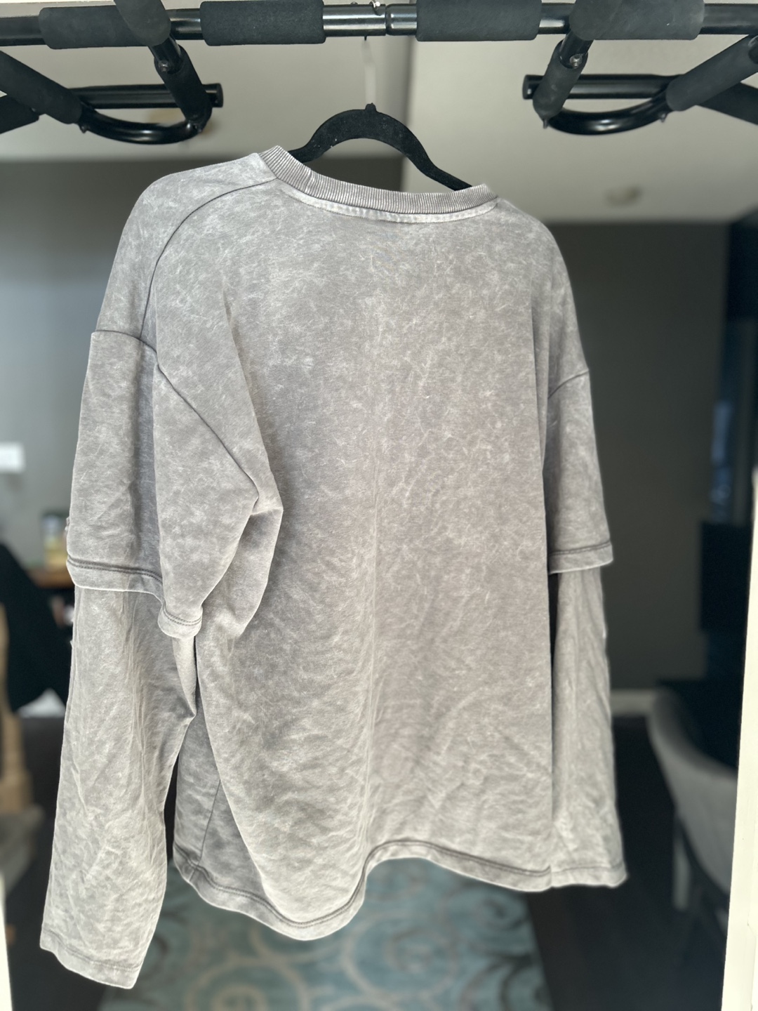Grey acid wash long sleeve T - photo 2