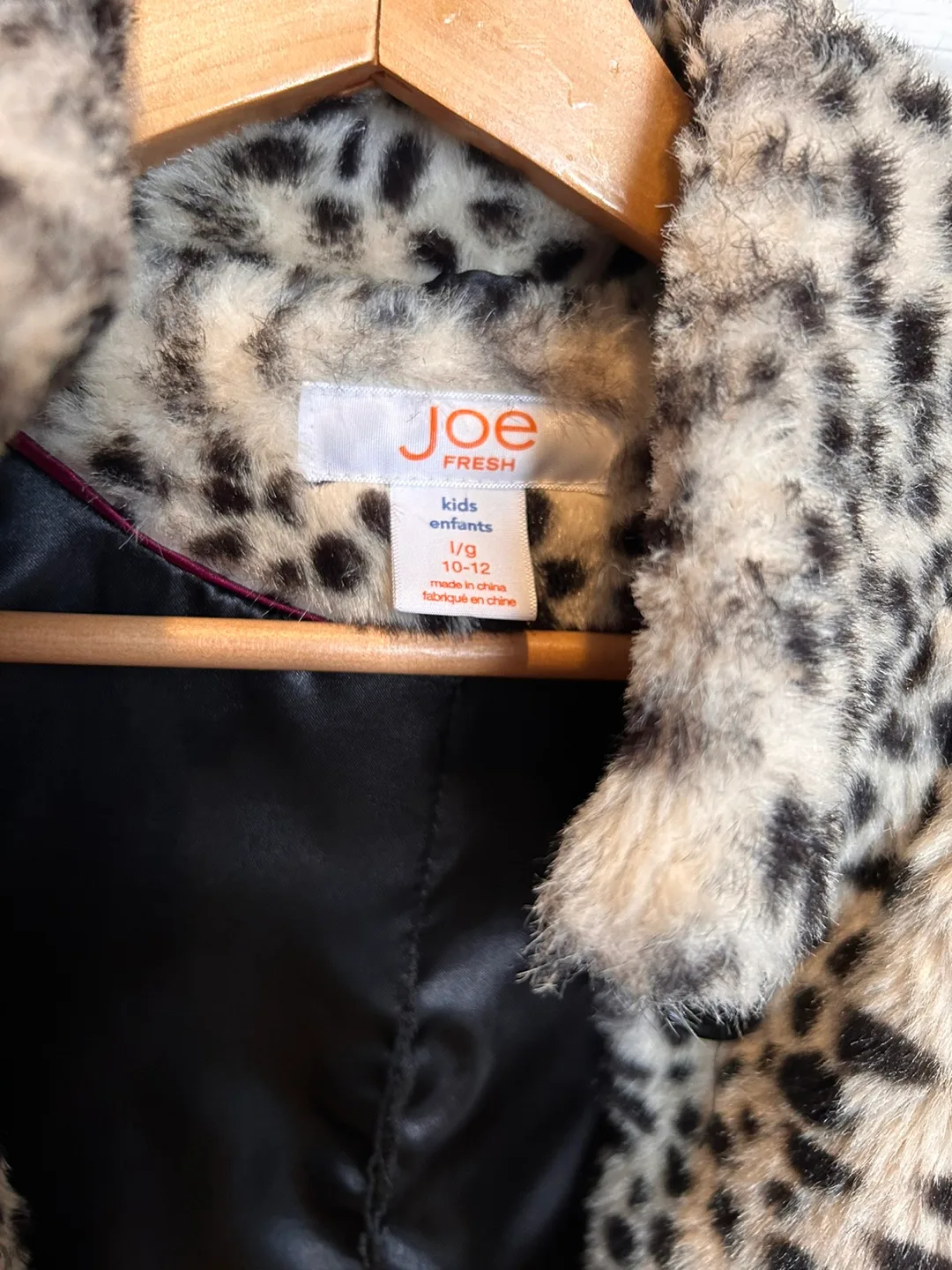 Girls' Leopard Print Faux Fur Coat, Size 10-12 image indicator(3)