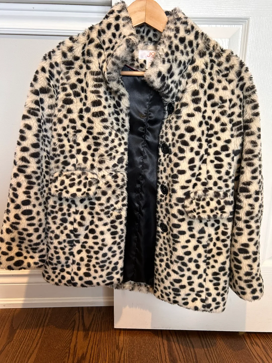 Girls' Leopard Print Faux Fur Coat, Size 10-12 image indicator(2)
