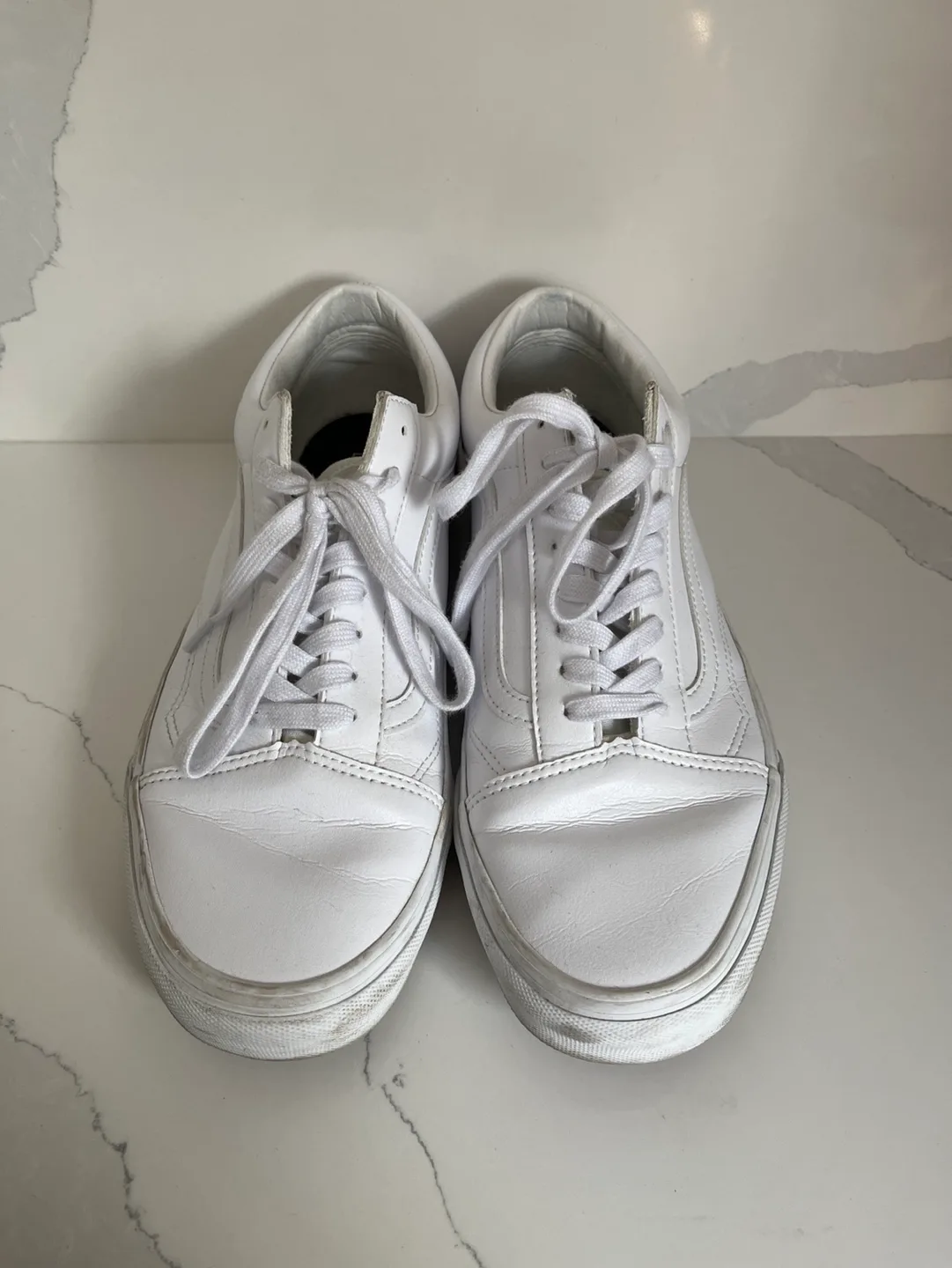 Vans Old Skool Leather Sneakers - White - Size 11 image indicator(2)