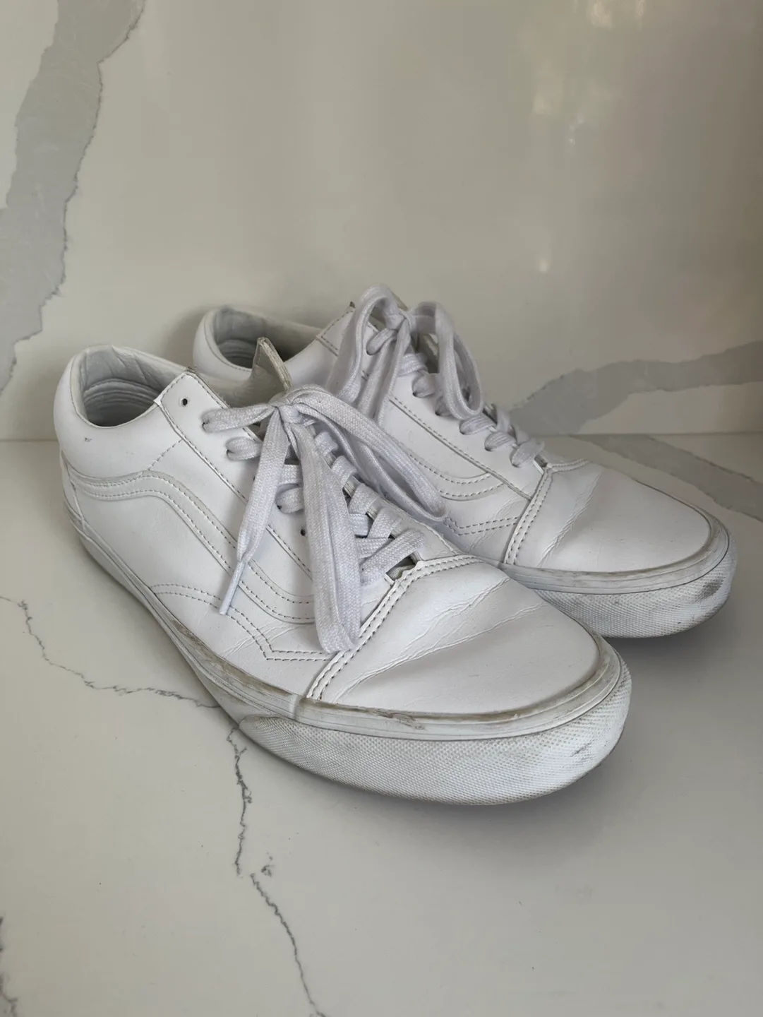 Vans Old Skool Leather Sneakers - White - Size 11 image indicator(3)