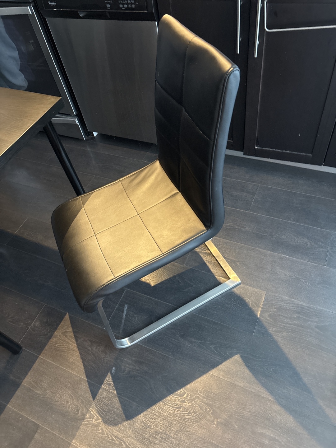 Modern Black Leather Dining Chair - photo 2