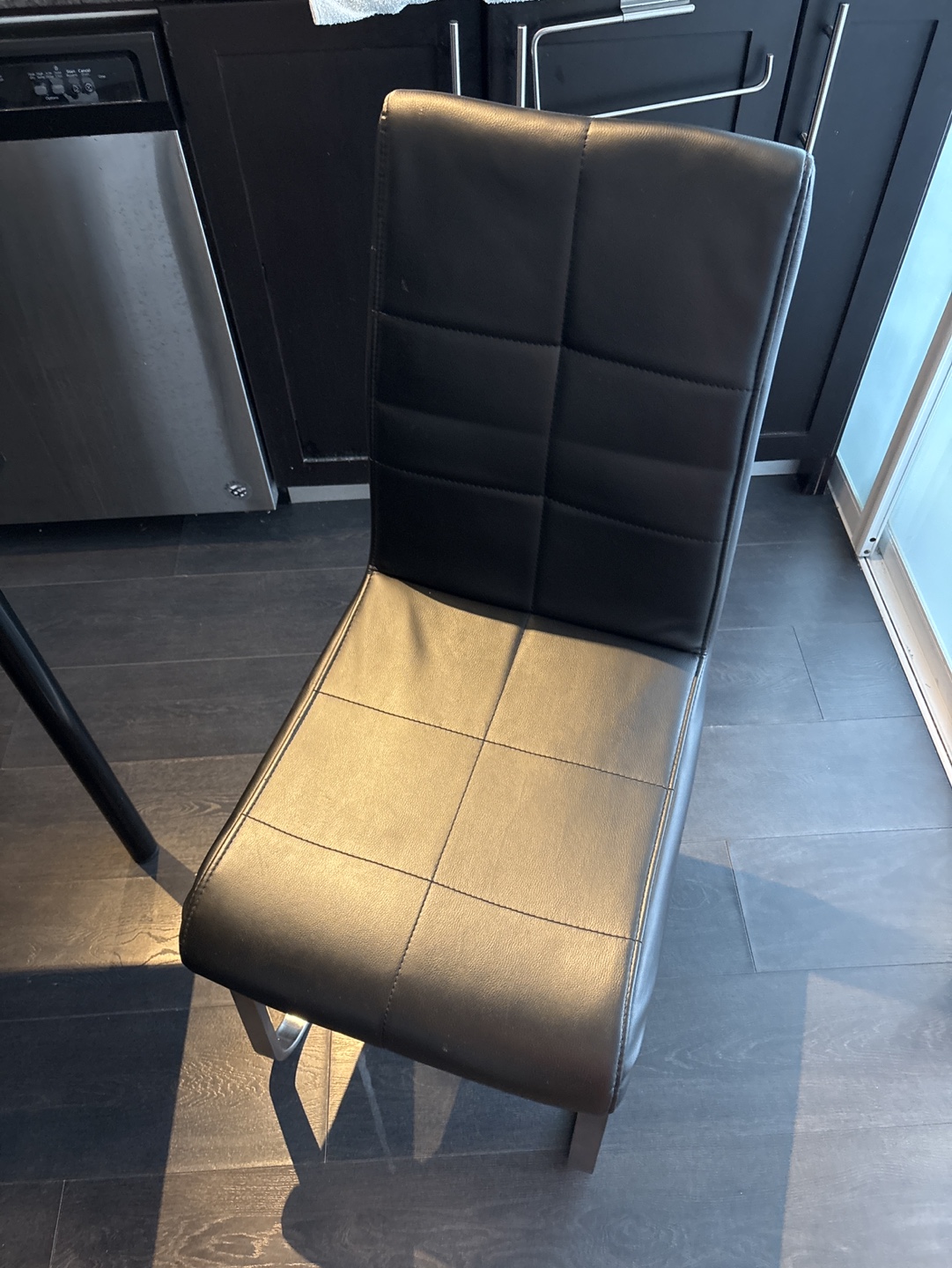 Modern Black Leather Dining Chair