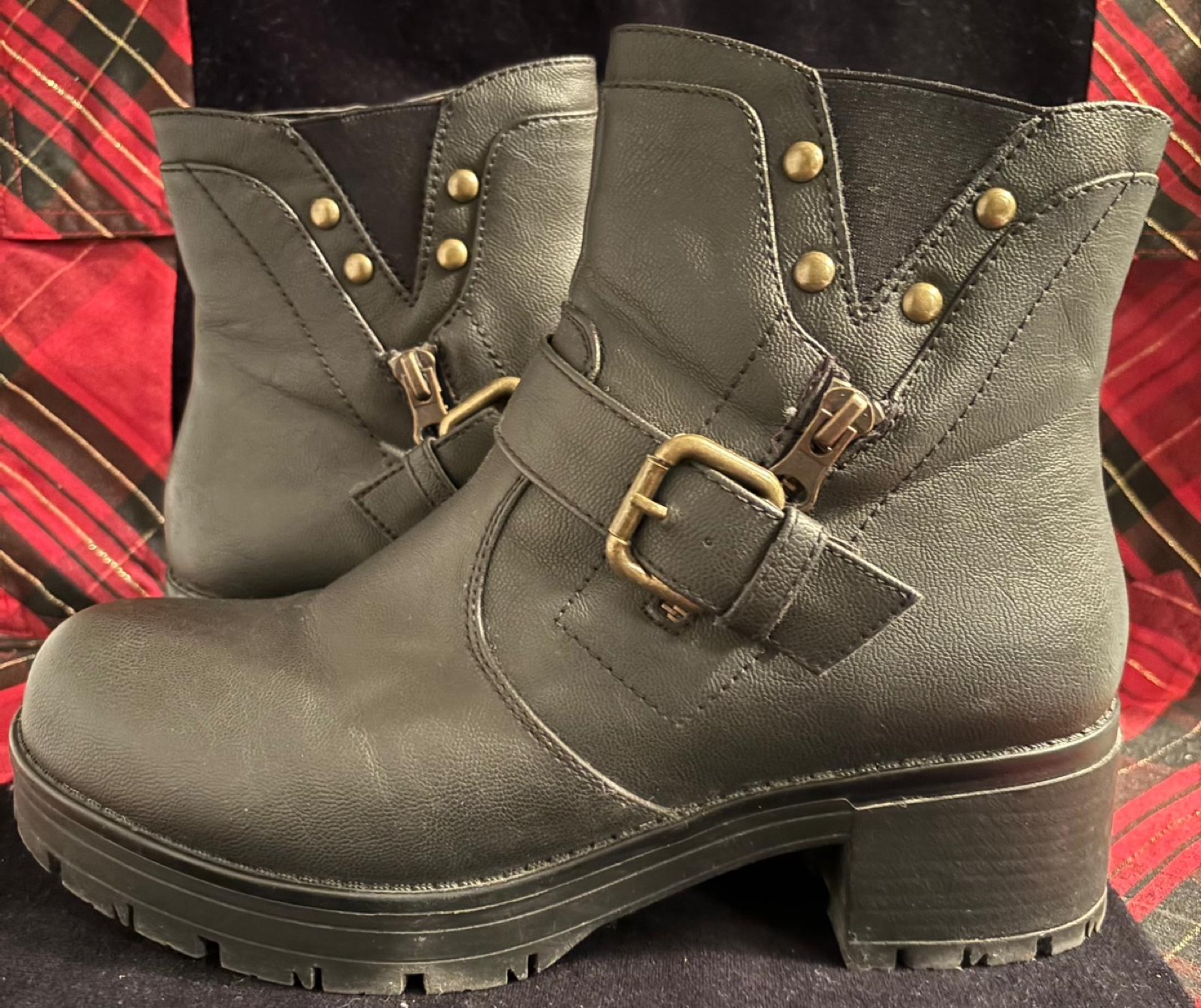 Black Buckle Ankle Boots, Size 8 - photo 2