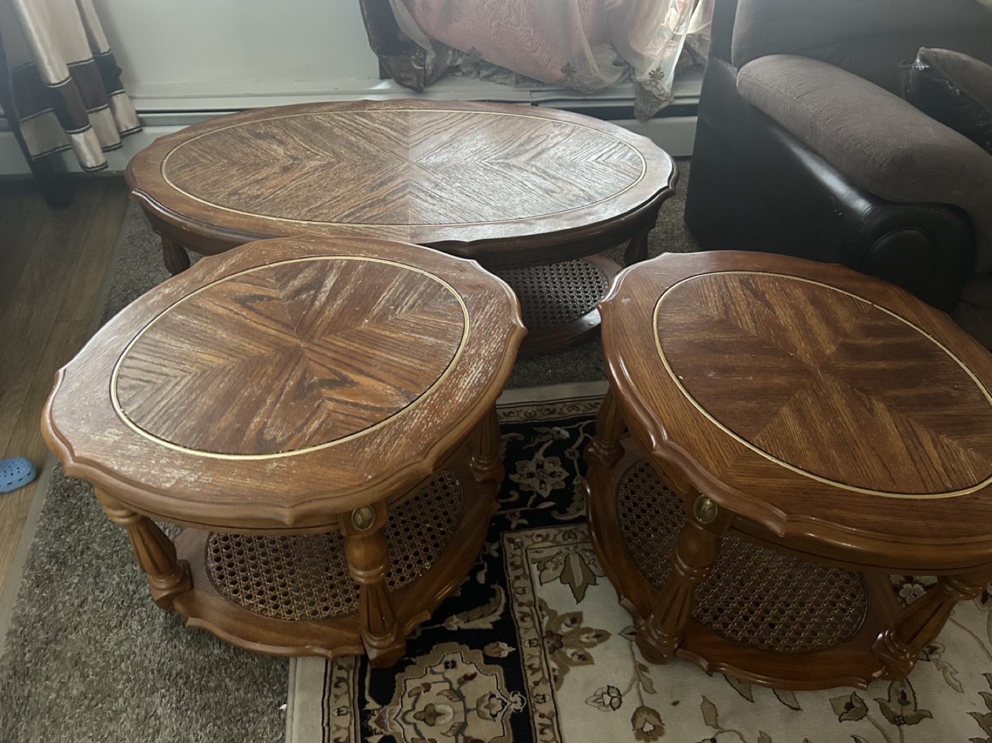 Vintage Wooden Nesting Coffee Table Set