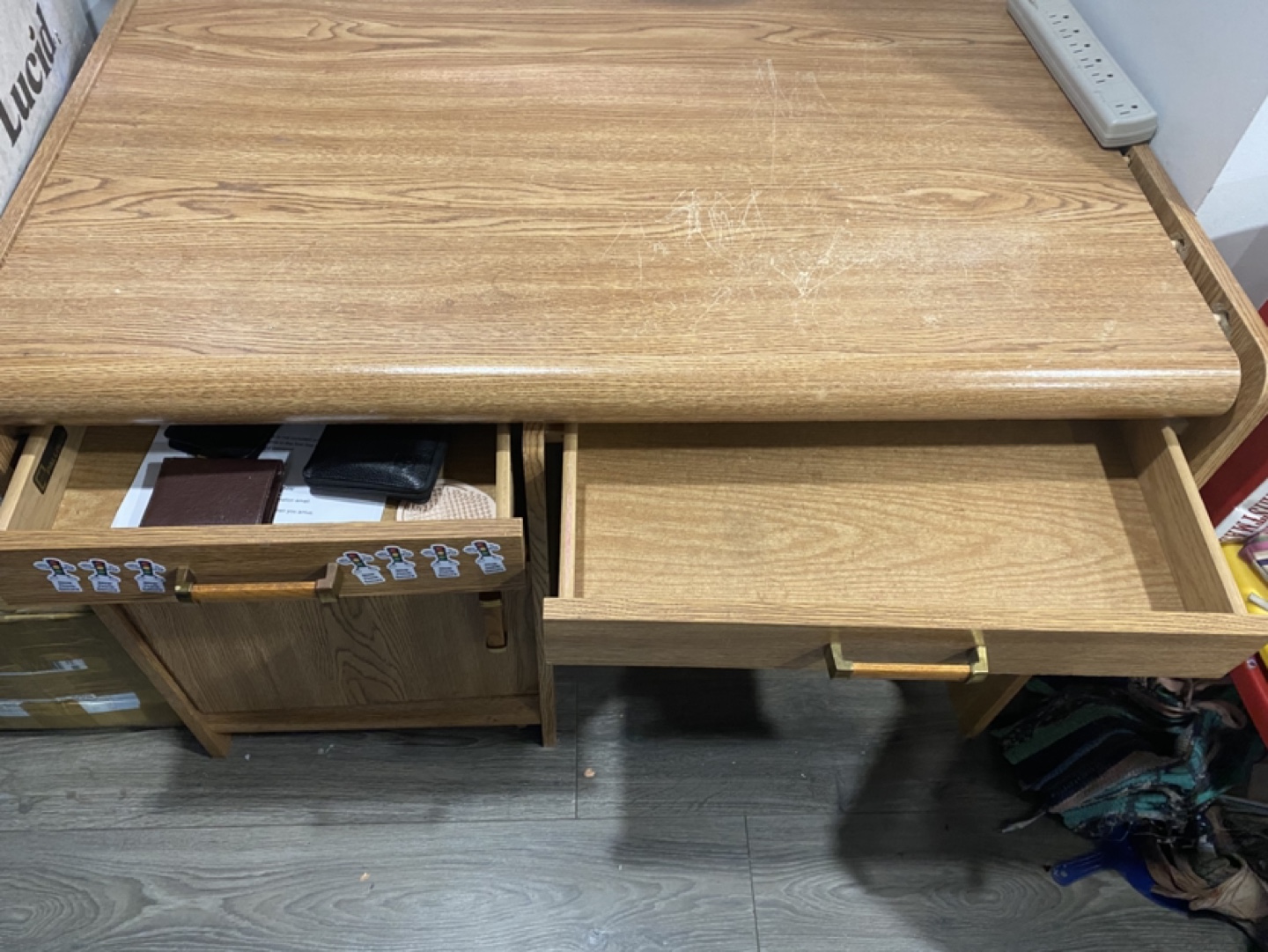 Wooden Computer Desk with Drawers and Cabinet - photo 3