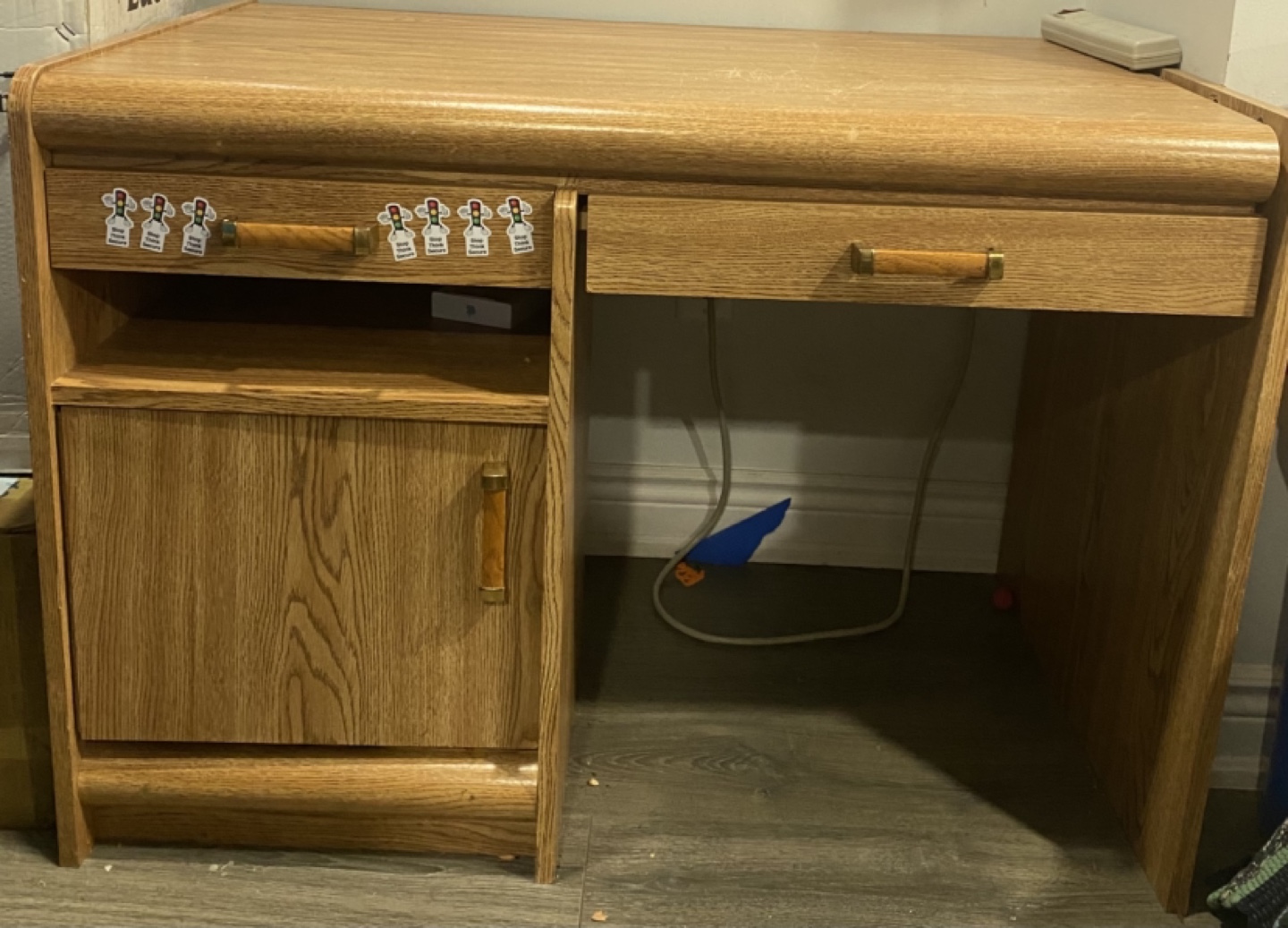 Wooden Computer Desk with Drawers and Cabinet - photo 2
