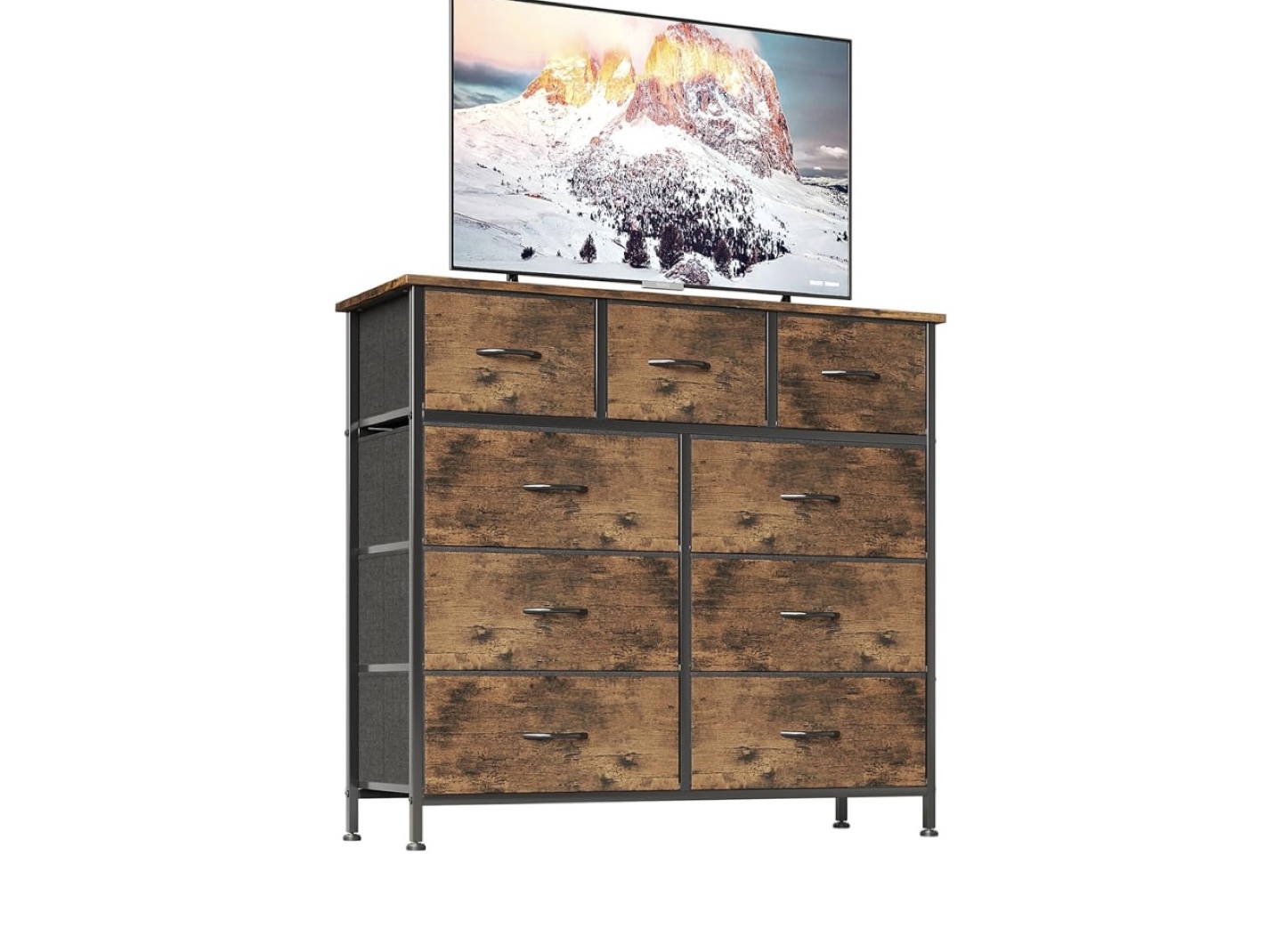 Rustic 9-Drawer Dresser with Metal Frame