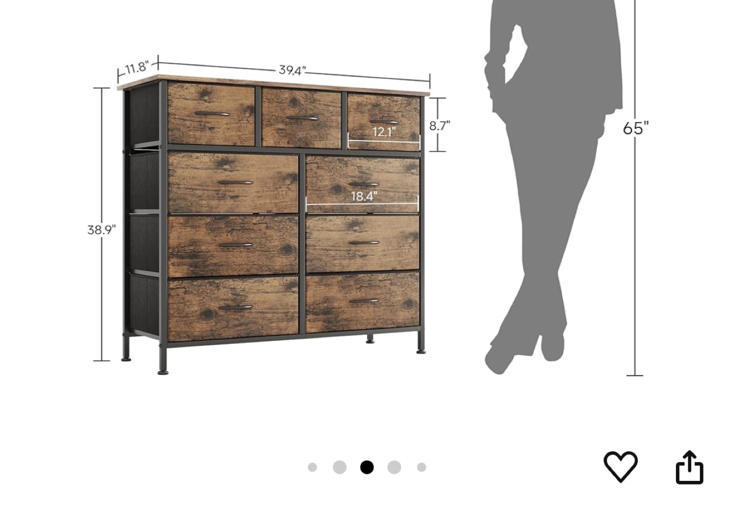 Rustic 9-Drawer Dresser with Metal Frame - photo 2