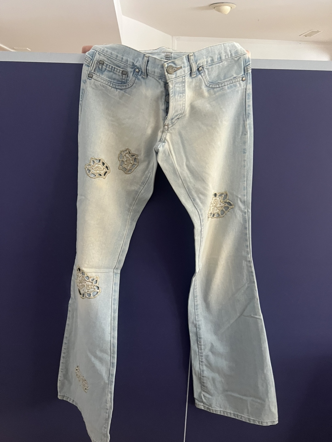 Ossira Light Wash Flare Jeans with Embroidery - photo 2