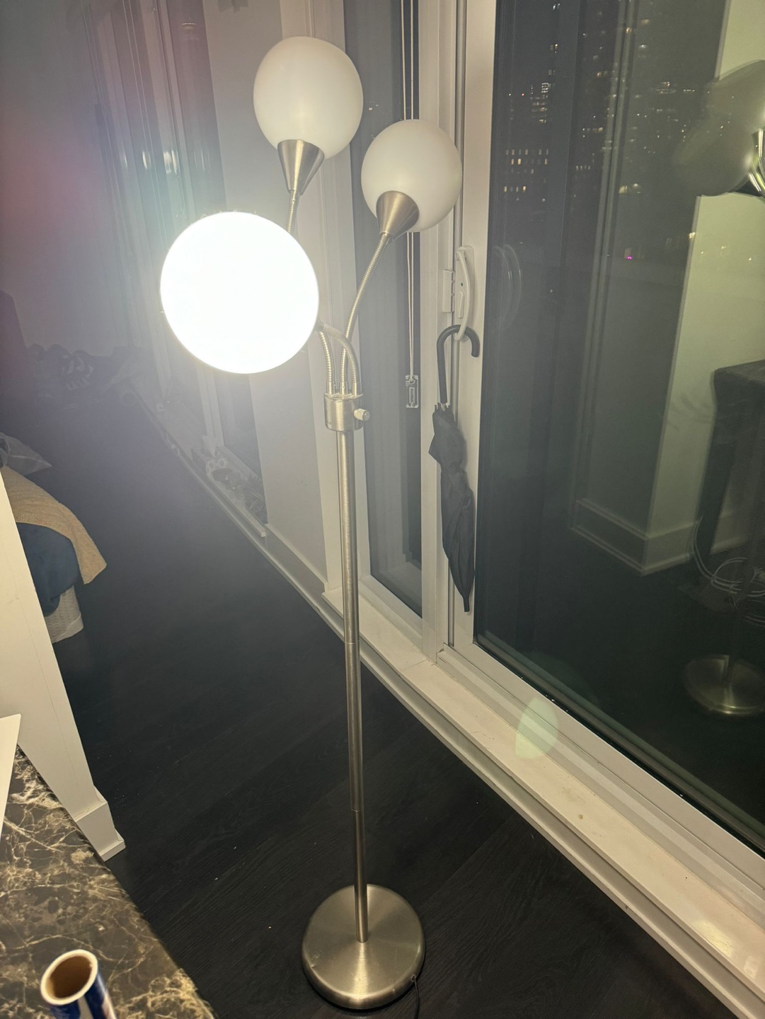 Three-light floor lamp, brushed nickel finish - photo 2